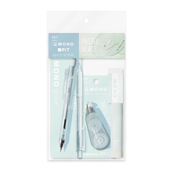 トンボ鉛筆 MONO×PiT 限定カラー「パステルグラス」文具5点セット