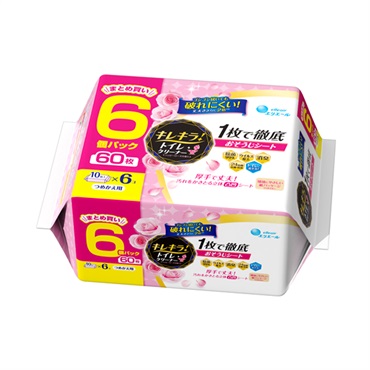 キレキラ! トイレクリーナー 1枚で徹底おそうじシート つめかえ用 10枚×6個パック エリエール elleair 大王製紙(ハッピーローズ)