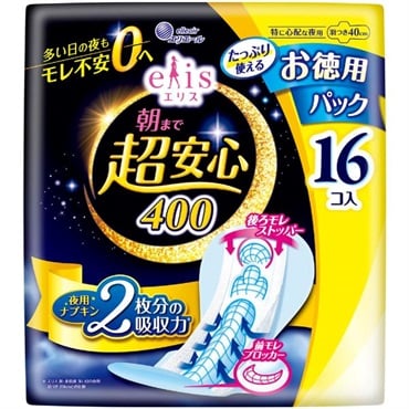 elis エリス 朝まで超安心400（特に心配な夜用）羽つき 16枚入