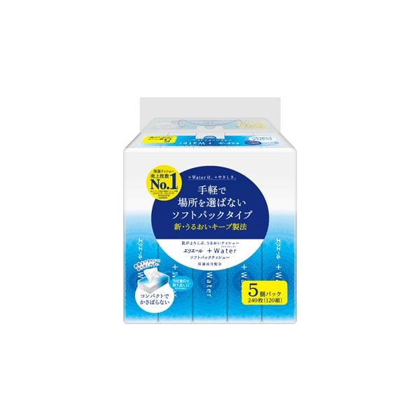 エリエール +Water ソフトパックタイプ 120組5個 エリエール elleair 大王製紙(120組5個)