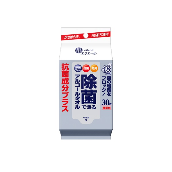 エリエール 除菌できるアルコールタオル 携帯用(抗菌成分プラス/30枚)