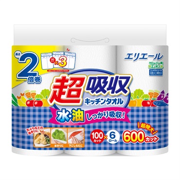 エリエール 超吸収 キッチンタオル 6ロール100カット エリエール elleair 大王製紙