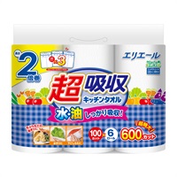 エリエール 超吸収 キッチンタオル 6ロール100カット エリエール elleair 大王製紙(6ロール100カット)