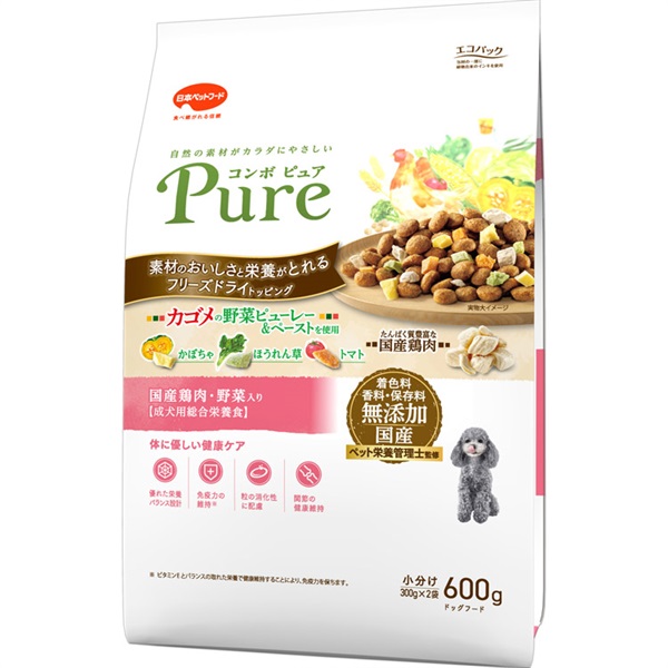 コンボ ピュア ドッグ 国産鶏肉・野菜入り 600g コンボ COMBO 日本ペットフード(国産鶏肉・野菜入り)