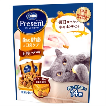 コンボ プレゼント キャット 42g コンボ COMBO 日本ペットフード(歯の健康と口臭ケア お肉ミックス味)