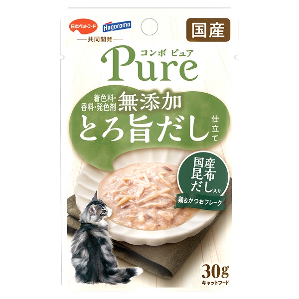 コンボ ピュア キャット パウチ 鶏&かつお 30g COMBO 日本ペットフード(国産昆布だし入り)
