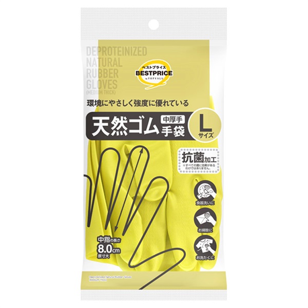 脱タンパク天然ゴム手袋 中厚手 L 1双    トップバリュベストプライス(4902121921034)