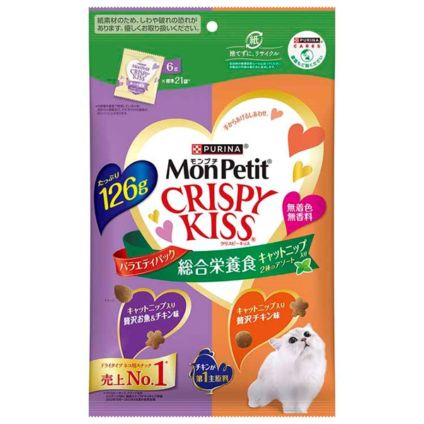 モンプチクリスピーキッス ネスレ日本(総合栄養食キャットニップ入り２種のアソート)