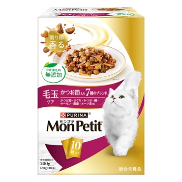 モンプチ ボックス 20g×10袋 Mon Petit ネスレ日本(毛玉ケア/かつお節入り7種のブレンド)