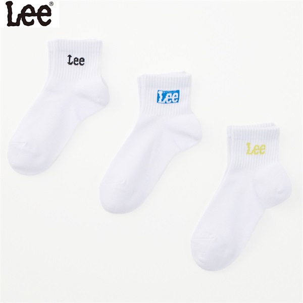 Lee(リー) ロゴソックス３足組 男の子 女の子 キッズ(ホワイト-21-23cm)