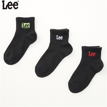 Lee(リー) ロゴソックス３足組 男の子 女の子 キッズ(ブラック-19-21cm)