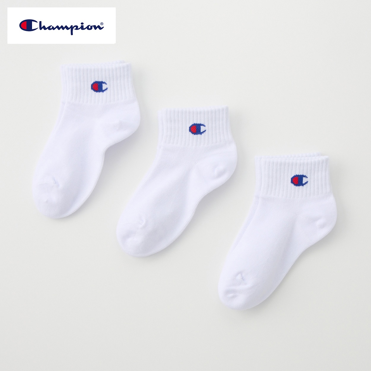 Champion(チャンピオン) ショート丈ソックス 3足組  キッズ 男の子 女の子 15-20cm(3足組A-15-20cm)