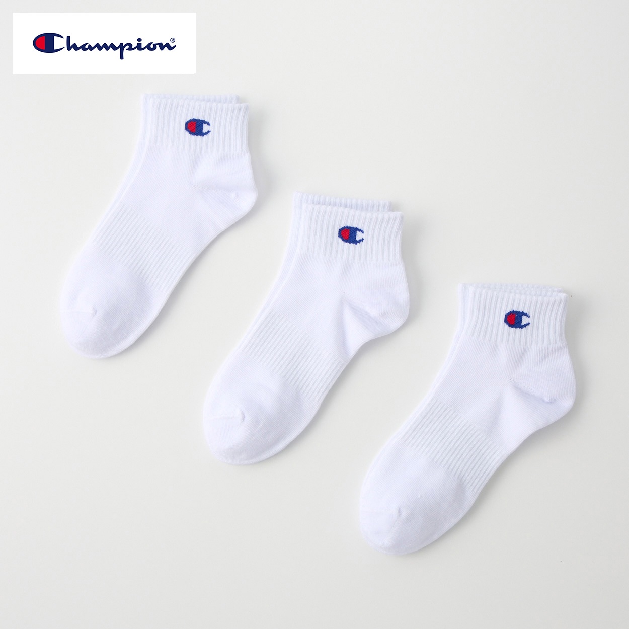 Champion(チャンピオン) ショート丈ソックス 3足組  キッズ 男の子 女の子 19-24cm(3足組A-19-24cm)