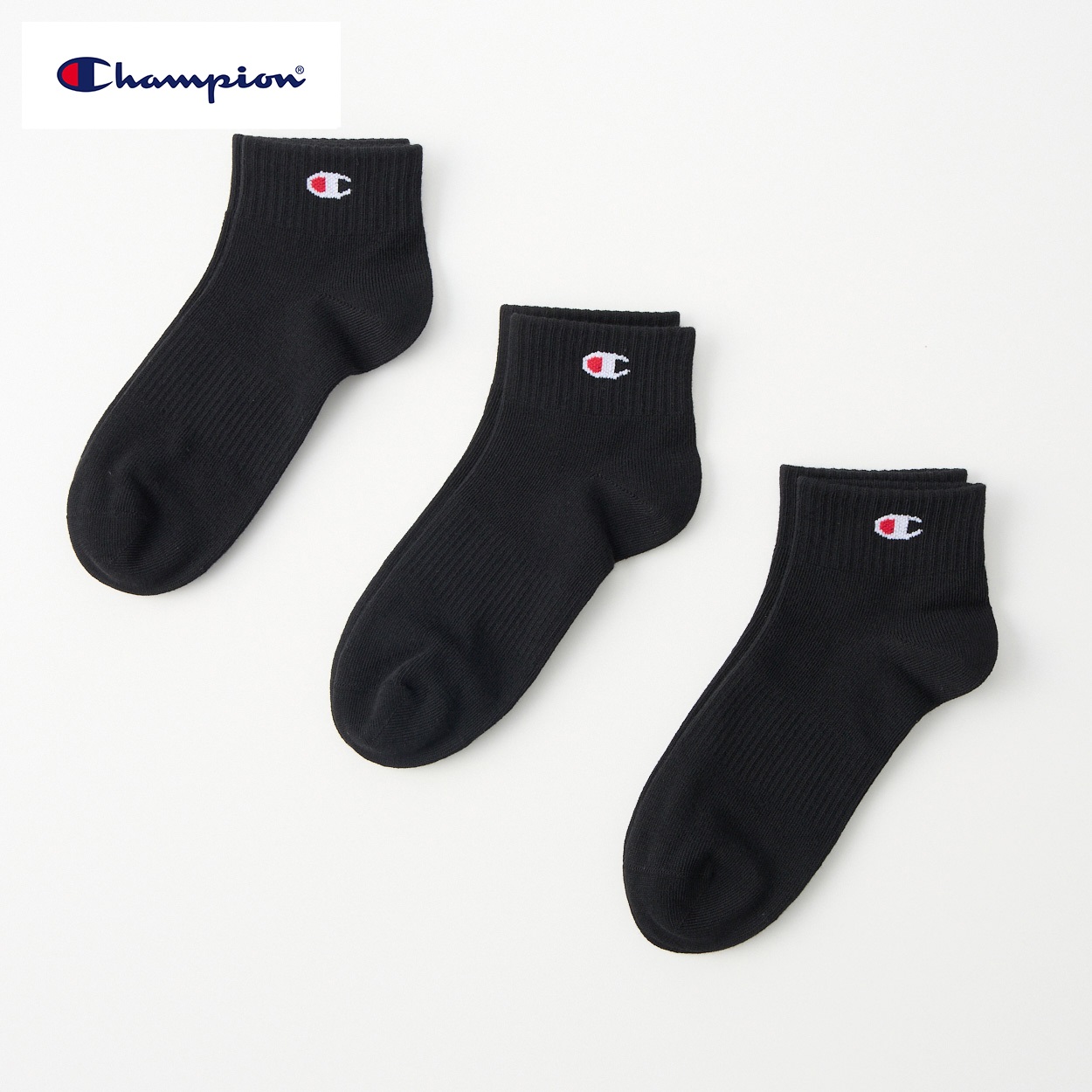 Champion(チャンピオン) ショート丈ソックス 3足組  キッズ 男の子 女の子 19-24cm(3足組B-19-24cm)