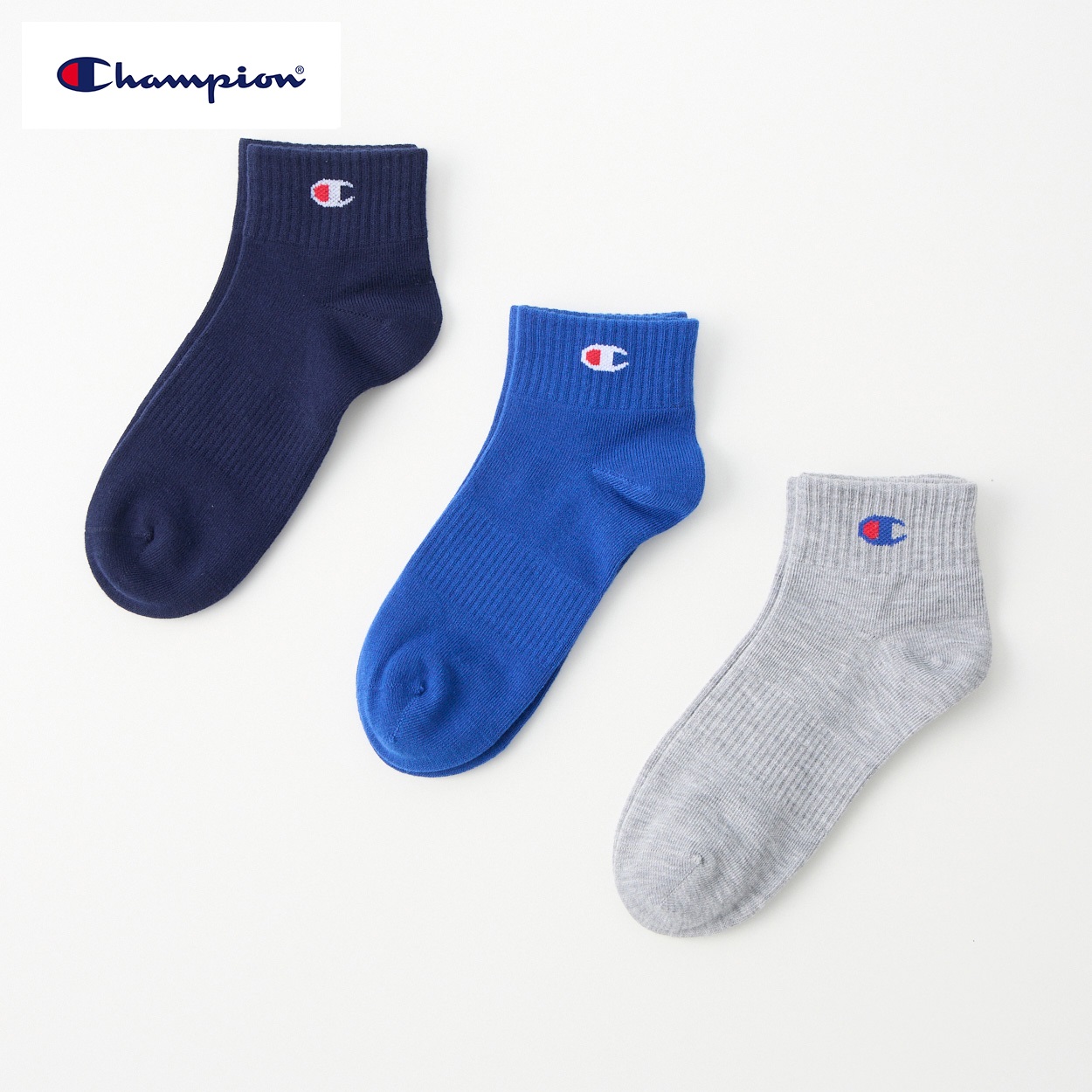 Champion(チャンピオン) ショート丈ソックス 3足組  キッズ 男の子 女の子 19-24cm(3足組C-19-24cm)