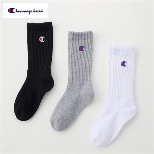 Champion(チャンピオン) クルー丈ソックス 3足組 キッズ 男の子 女の子 15-20cm(3足組A-15-20cm)