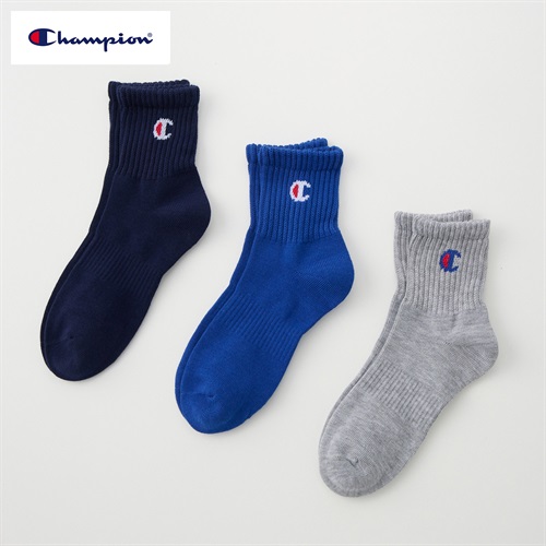 Champion(チャンピオン) クルー丈ソックス 3足組 キッズ 男の子 女の子 19-24cm(3足組B-19-24cm)