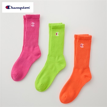 Champion(チャンピオン) クルー丈ソックス 3足組 キッズ 男の子 女の子 19-24cm(3足組B-19-24cm)