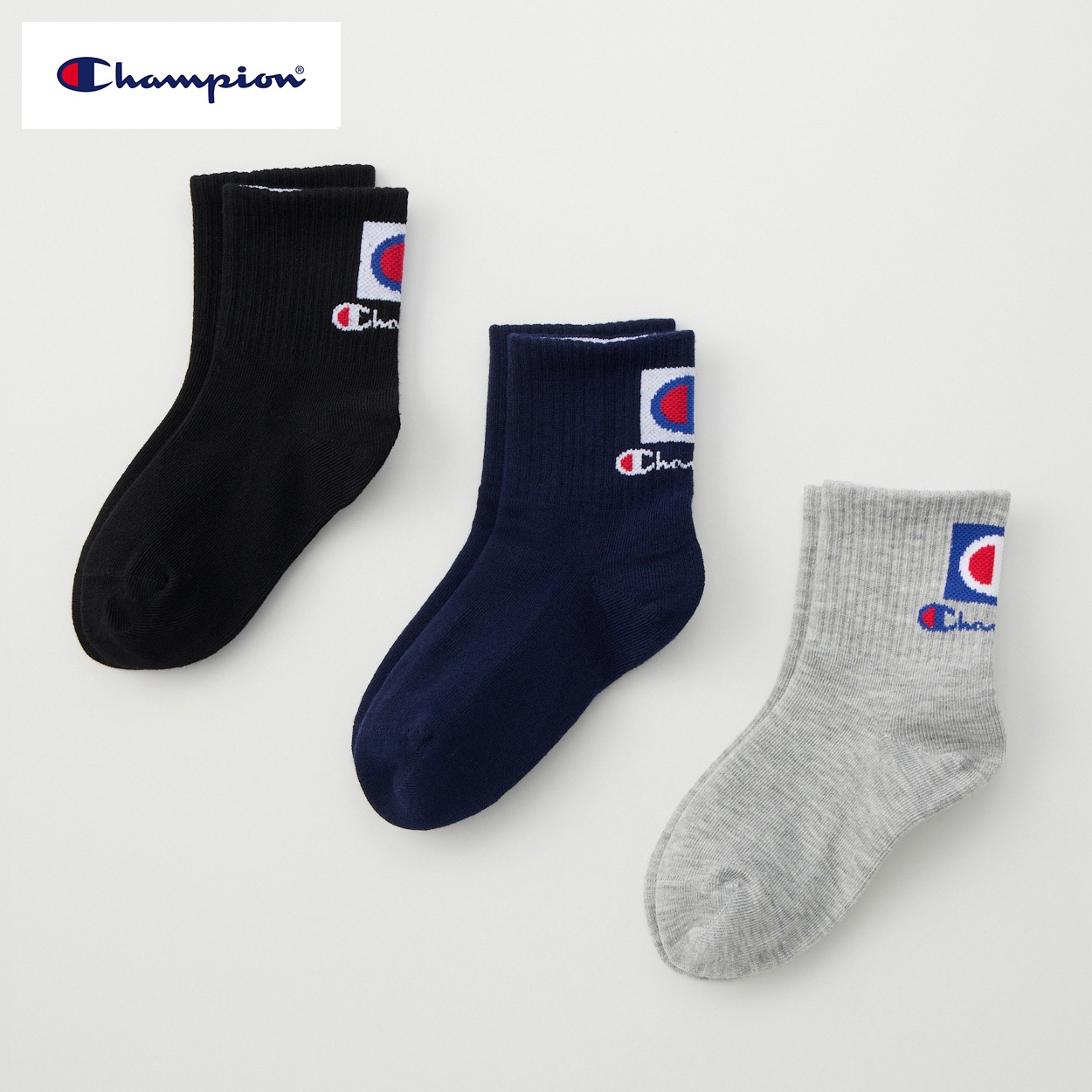 Champion(チャンピオン) ショート丈ソックス 3足組  キッズ 男の子 女の子 15-20cm(3足組-15-20cm)