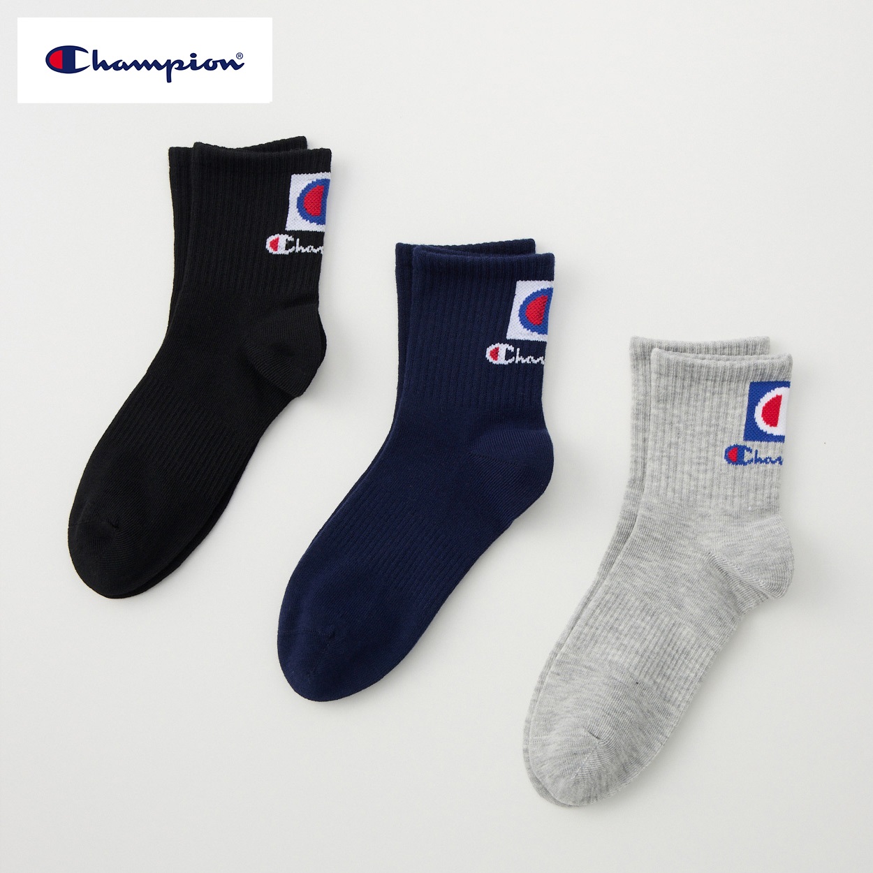 Champion(チャンピオン) ショート丈ソックス 3足組  キッズ 男の子 女の子 19-24cm(3足組-19-24cm)