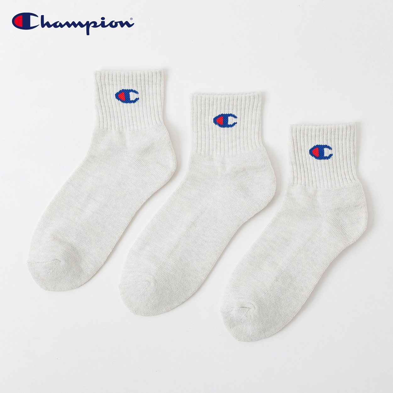 Champion(チャンピオン) チャンピオンCロゴショート丈ソックス レディス(アイボリー-23-25CM)