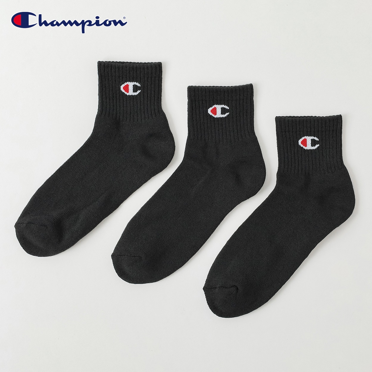 Champion(チャンピオン) チャンピオンCロゴショート丈ソックス レディス(クロ-23-25CM)