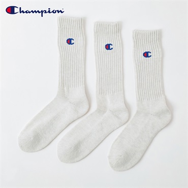 Champion(チャンピオン) チャンピオンCロゴクルー丈ソックス レディス(アイボリー-23-25CM)