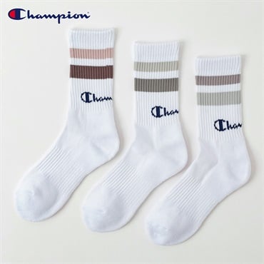 Champion(チャンピオン) チャンピオンラインロゴクルー丈ソックス レディス(シロ-23-25CM)