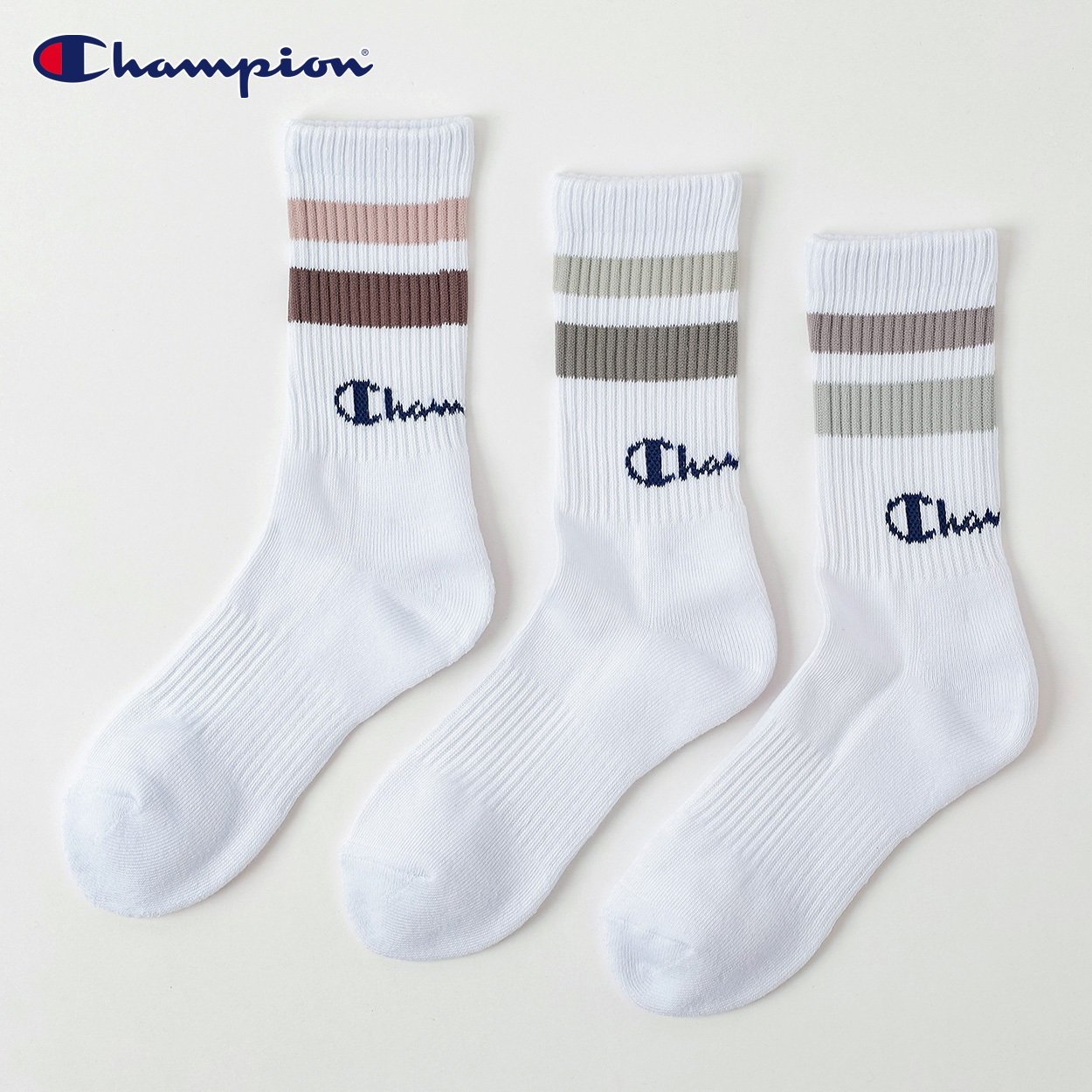 Champion(チャンピオン) チャンピオンラインロゴクルー丈ソックス レディス(シロ-23-25CM)