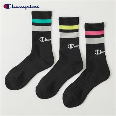 Champion(チャンピオン) チャンピオンラインロゴクルー丈ソックス レディス(クロ-23-25CM)