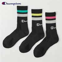 Champion(チャンピオン) チャンピオンラインロゴクルー丈ソックス レディス(クロ-23-25CM)