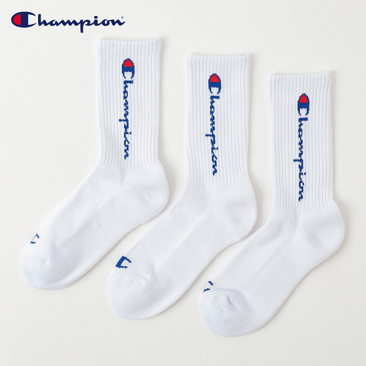 Champion(チャンピオン) チャンピオンタテロゴクルー丈ソックス レディス(シロ-23-25CM)