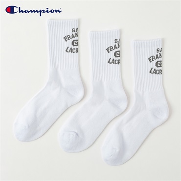 Champion(チャンピオン) チャンピオンバックロゴクルー丈ソックス レディス(シロ-23-25CM)