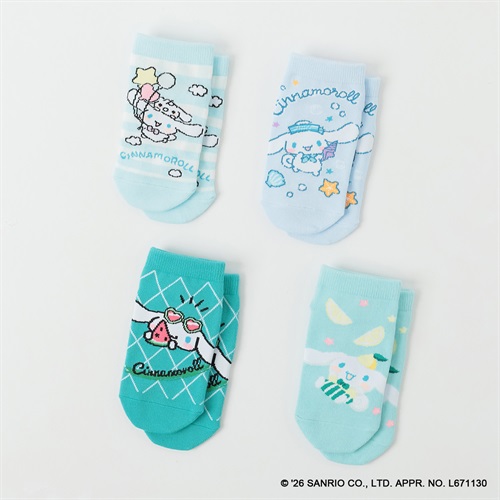 サンリオキャラクターズ スニーカー丈ソックス 3+1足 キッズ 女の子 15-20cm(C-15-20cm)