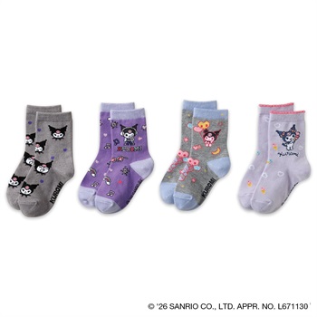 サンリオキャラクターズ ショート丈ソックス 3+1足 キッズ 女の子 15-20cm(B-15-20cm)