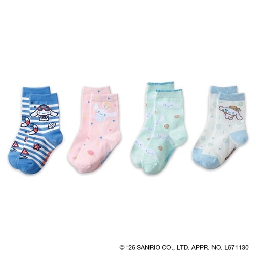 サンリオキャラクターズ ショート丈ソックス 3+1足 キッズ 女の子 15-20cm