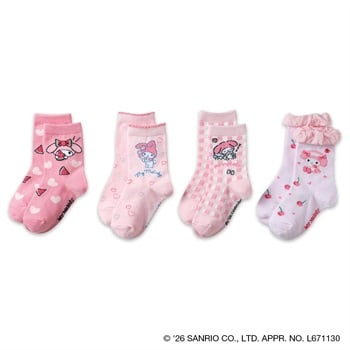 サンリオキャラクターズ ショート丈ソックス 3+1足 キッズ 女の子 15-20cm(D-15-20cm)