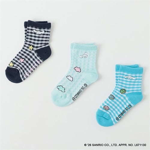 シナモロール ショート丈ソックス３足組 キッズ 女の子 15-20cm(C-15-20cm)
