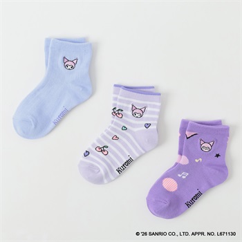 クロミ ショート丈ソックス ３足組 キッズ 女の子 15-20cm(D-15-20cm)