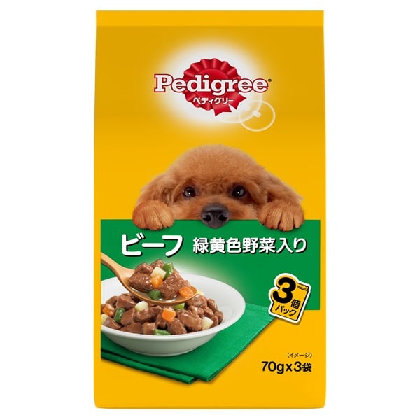 ペディグリー 成犬用 ビーフ 緑黄色野菜 70g×3袋 Pedigree マースジャパンリミテッド(70g×3袋)