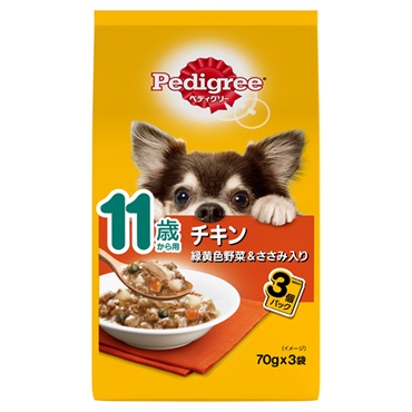 ペディグリー 11歳から用 チキン&緑黄色野菜 ささみ入り 70g×3袋 Pedigree マースジャパンリミテッド