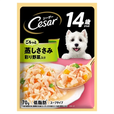 シーザー パウチ 14歳からの ごろっと蒸しささみ 彩り野菜入り スープタイプ 70g Cesar マースジャパンリミテッド