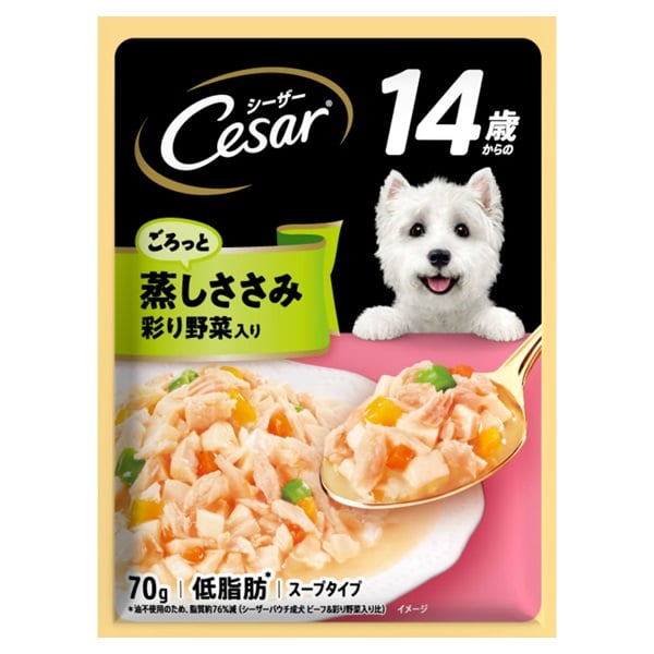 シーザー パウチ 14歳からの ごろっと蒸しささみ 彩り野菜入り スープタイプ 70g Cesar マースジャパンリミテッド(70g)