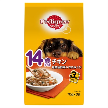 ペディグリー 14歳から用 チキン&緑黄色野菜 ささみ入り 70g×3袋 Pedigree マースジャパンリミテッド