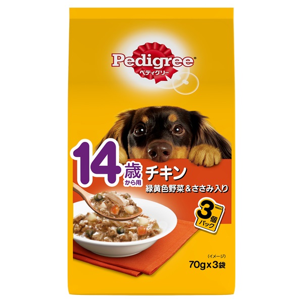 ペディグリー 14歳から用 チキン&緑黄色野菜 ささみ入り 70g×3袋 Pedigree マースジャパンリミテッド(70g×3袋)