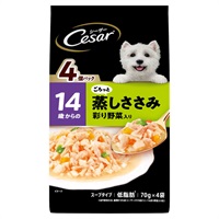 シーザー パウチ 14歳からの ごろっと蒸しささみ 彩り野菜入り スープタイプ 70g×4袋 Cesar マースジャパンリミテッド(70g×4袋)