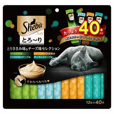 Sheba とろ～りおやつ シーフードミックス 30袋 シーバ とろ～りメルティ とりささみ味&チーズ味セレクション 12g×40本