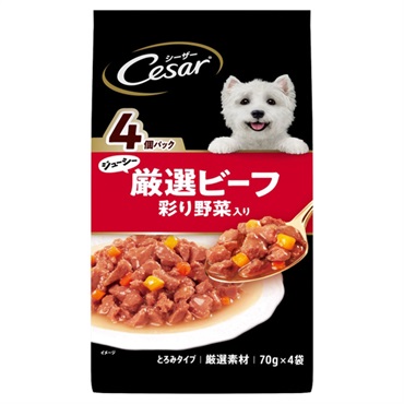 シーザー ジューシー厳選ビーフ 彩り野菜入り 70g×4袋 シーザー Cesar マースジャパン