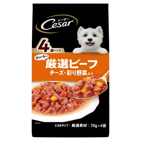 Caesar 親株 シーザー ジューシー厳選ビーフ チーズ・彩り野菜入り 70g×4袋 Cesar