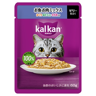 カルカン パウチ 60g kal kan マースジャパンリミテッド(お魚・お肉ミックス/まぐろ・ほたてだし・ささみ入り)